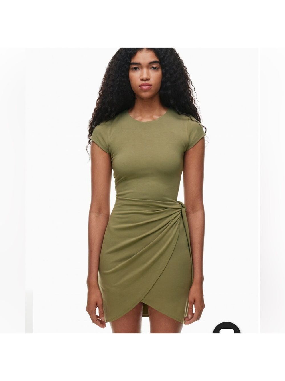 Aritzia Wilfred New Lune Wrap Style Mini Dress Olive Green Size Small